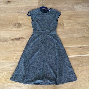 Tweed Cap Sleeve Black and Grey Work Dress